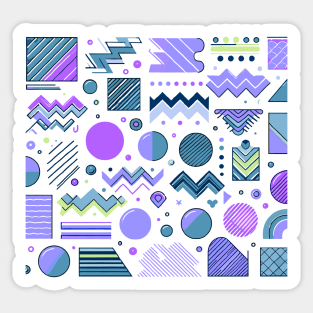 Purple Pastel 80s Retro Geometric Pattern Sticker